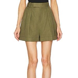 NWT Frame Pleated Wide Cuff Short in Military Green